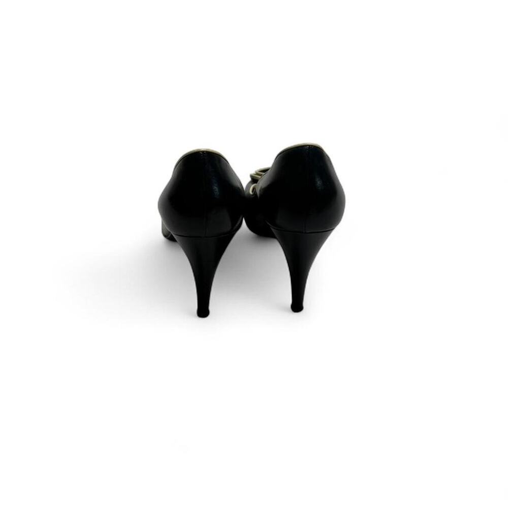 Vintage Bruno Magli Black Italian Made Italy Peep Toe 3"Heels Heels White Size 7 - Picture 7 of 8
